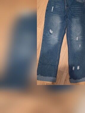Women"s Straight Fit Ripped Blue Jeans